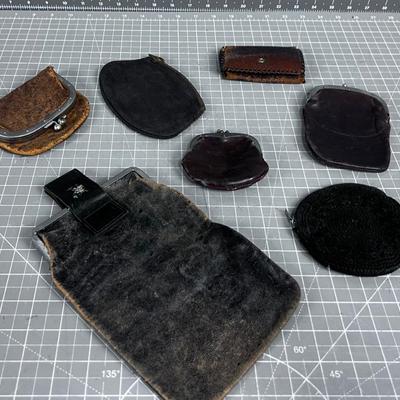 OLD MONEY Here; Pile of ANTIQUE COIN Purses 
