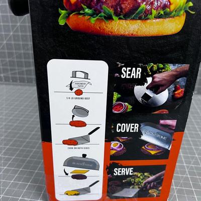 Amazing Burger Flipper KING Size and the Press And Sear Burger Kit with Lid, NEW 