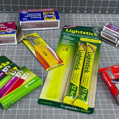 Matches, Tinder, Fire Starter And Glo Stick