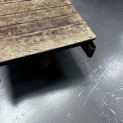 ANTIQUE Wood and IRON Train Luggage Cart HEAVY!!! Awesome!!