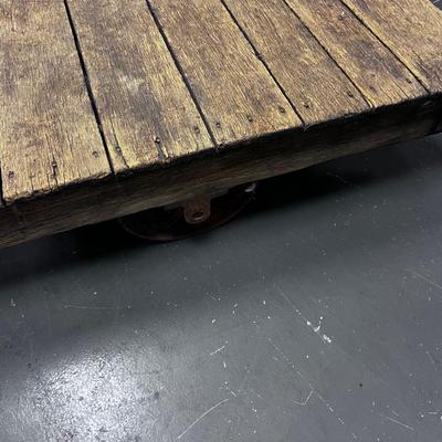 ANTIQUE Wood and IRON Train Luggage Cart HEAVY!!! Awesome!!