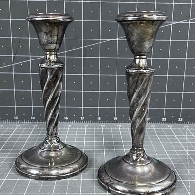 Sterling Silver Weighted Candle Sticks. 