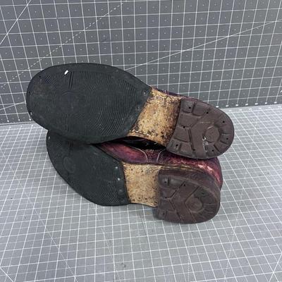VINTAGE Leather Combat Boots or Engineer Boots Lace & Zip