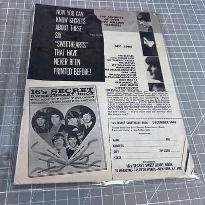 (4) TEEN Magazines; Beatles, Herman Hermits, Monkeys ETC.