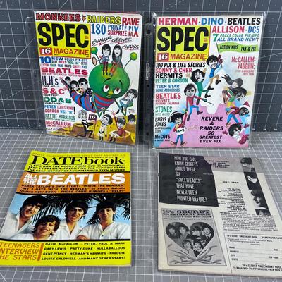(4) TEEN Magazines; Beatles, Herman Hermits, Monkeys ETC.