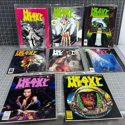 (8) Issues of HEAVY METAL Magazines 80's to early 90's WOW!
