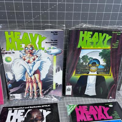 (8) Issues of HEAVY METAL Magazines 80's to early 90's WOW!