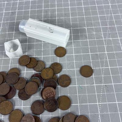 Tube of 50 Wheat Pennies 