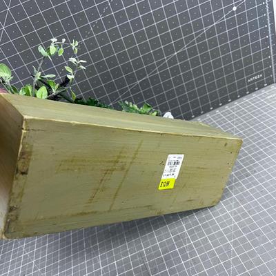 Tool Tote  Box with Faux Plants Sage Color