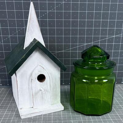 Bird House and Green Jar