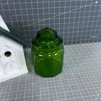 Bird House and Green Jar
