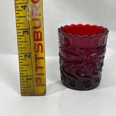 Vintage Glass Ruby Red Eye Winker Toothpick Holder