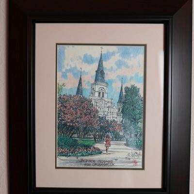 Signed Print by Stan Routh "Jackson Square"