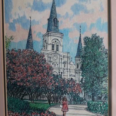 Signed Print by Stan Routh "Jackson Square"
