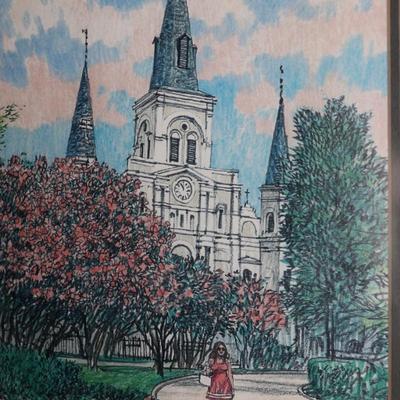 Signed Print by Stan Routh "Jackson Square"