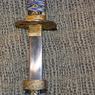 Decorative Japanese Green Katana Sword and Scabbard