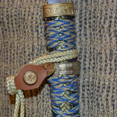 Decorative Japanese Green Katana Sword and Scabbard