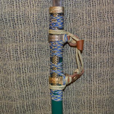 Decorative Japanese Green Katana Sword and Scabbard