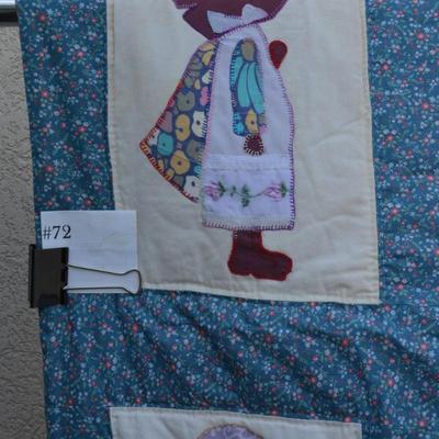 Hand Stitched Vintage Sunbonnet Sue Quilt Wall Hanging/Throw
