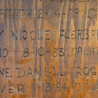 Vintage Wood Baby Cradle with the Children's Names Etched on the Bottom