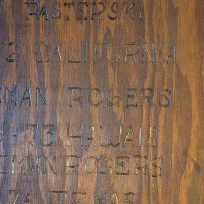 Vintage Wood Baby Cradle with the Children's Names Etched on the Bottom