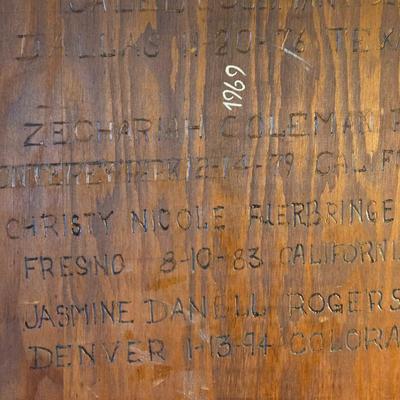 Vintage Wood Baby Cradle with the Children's Names Etched on the Bottom
