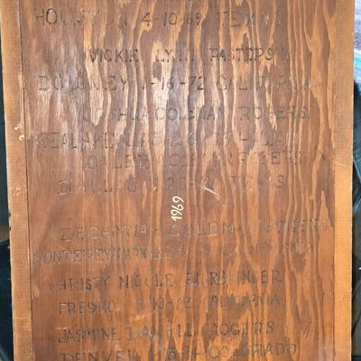 Vintage Wood Baby Cradle with the Children's Names Etched on the Bottom