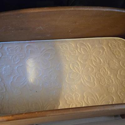 Vintage Wood Baby Cradle with the Children's Names Etched on the Bottom