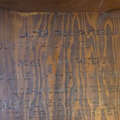 Vintage Wood Baby Cradle with the Children's Names Etched on the Bottom