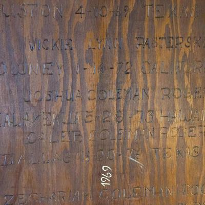 Vintage Wood Baby Cradle with the Children's Names Etched on the Bottom