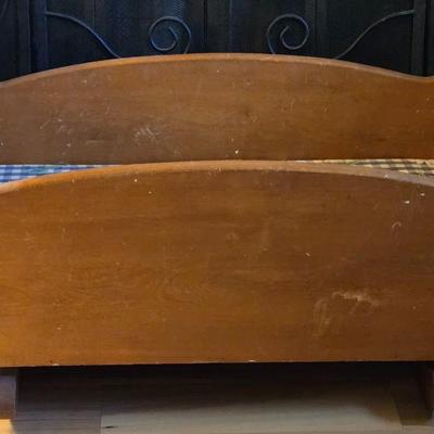 Vintage Wood Baby Cradle with the Children's Names Etched on the Bottom
