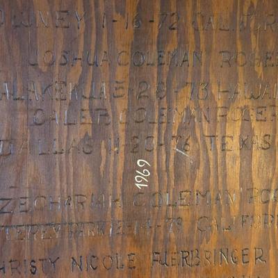 Vintage Wood Baby Cradle with the Children's Names Etched on the Bottom