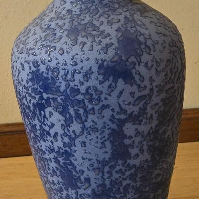 Blue Ceramic Floral Vase with Faux Flowers