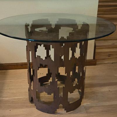 Vintage Metal and Glass Side or Coffee Table