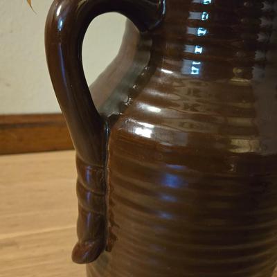 Brown Ceramic Pitch and Faux Flowers