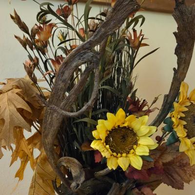 Brown Ceramic Pitch and Faux Flowers
