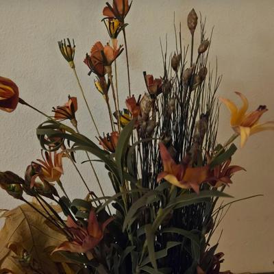 Brown Ceramic Pitch and Faux Flowers