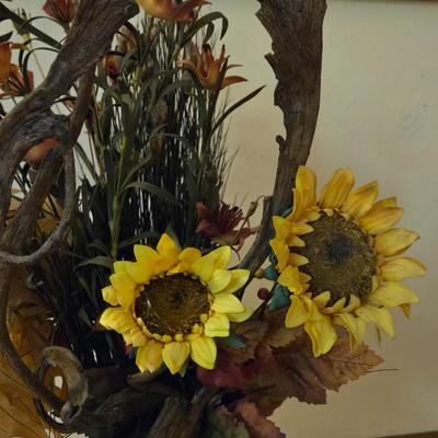 Brown Ceramic Pitch and Faux Flowers