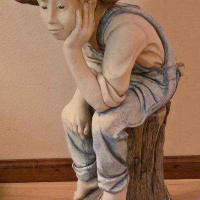 Pondering Boy Resin Yard Statue