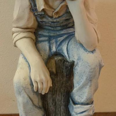 Pondering Boy Resin Yard Statue