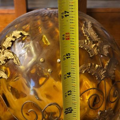 Vintage Amber Glass Hanging Lamp