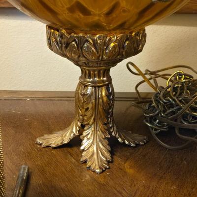 Vintage Amber Glass Hanging Lamp