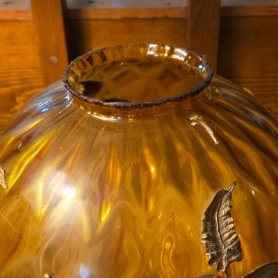 Vintage Amber Glass Hanging Lamp