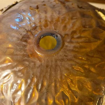 Vintage Amber Glass Hanging Lamp