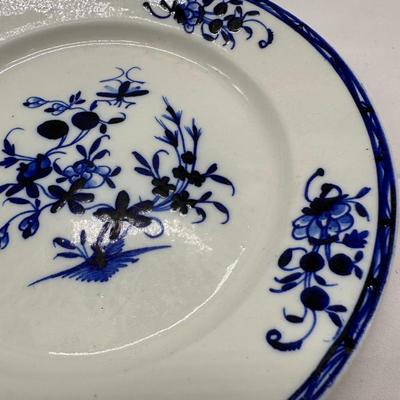 RARE 18TH C DERBY ENGLISH PORCELAIN BLUE & WHITE FLORAL SOUP BOWL