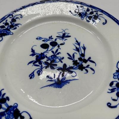 RARE 18TH C DERBY ENGLISH PORCELAIN BLUE & WHITE FLORAL SOUP BOWL