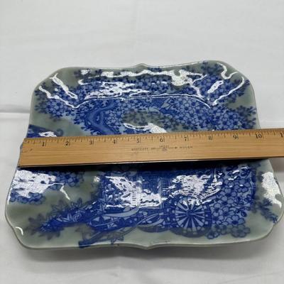 Japanese Platter, Sometsuke-Seiji Blue Patterned With Celadon, 19th C.