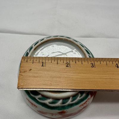 Chinese Yin-Yang Shaped Red Iron Dragons Bowl/Dish