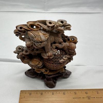 Chinese Soapstone Carved Sculpture of Foo Dogs