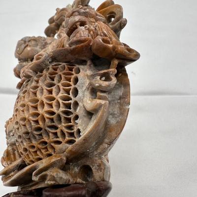 Chinese Soapstone Carved Sculpture of Foo Dogs
